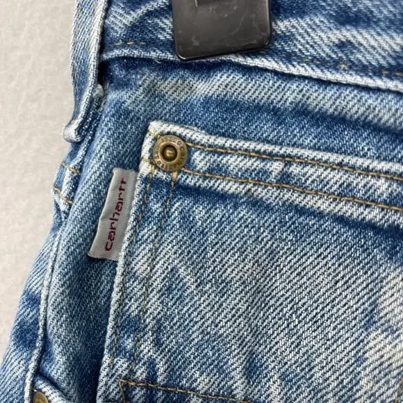 Carhartt Jeans Men 33x32 Blue Traditional Fit B18-DST Heavyweight Denim Workwear - Picture 9 of 16